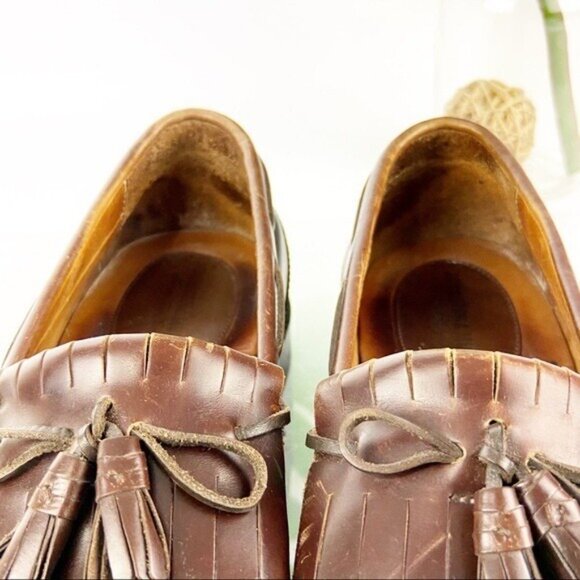 Johnston Murphy Mens Aragon Loafers Size 10.5 Brown Black Tassel Kiltie Moc Shoe - Picture 10 of 12